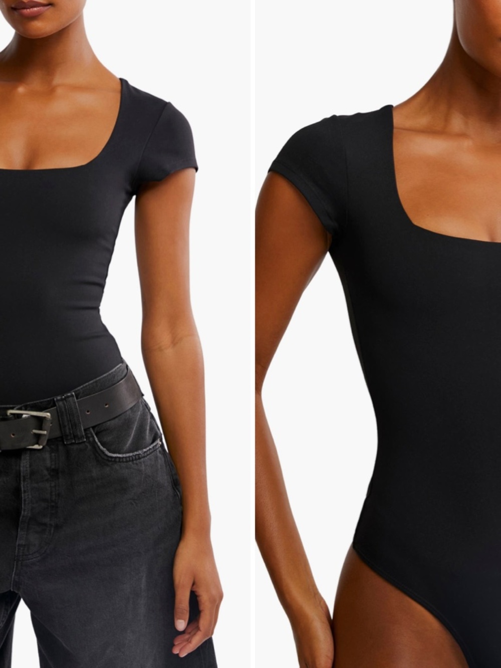 free people square eyes short sleeve bodysuit top